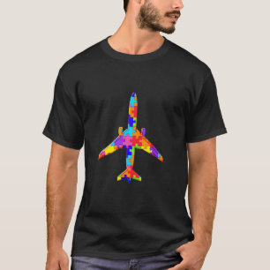 Camiseta Piloto de Avião Jigsaw Puzzle Autismo
