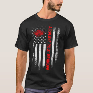 Camiseta Piloto de avião orgulhoso Vintage Usa Flag Avô Sil