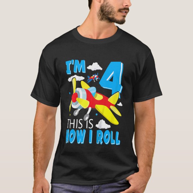 Camiseta Piloto de avião para crianças de quarto aniversári (Frente)