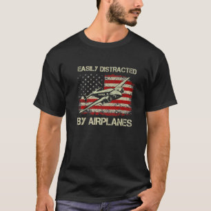 Camiseta Piloto De Avião Retro Facilmente Distritado Por Av