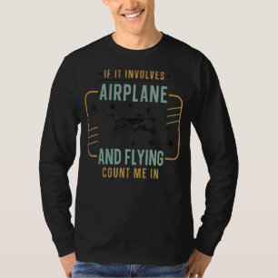 Camiseta Piloto De Avião Vintage, Se Envolver Aviões E
