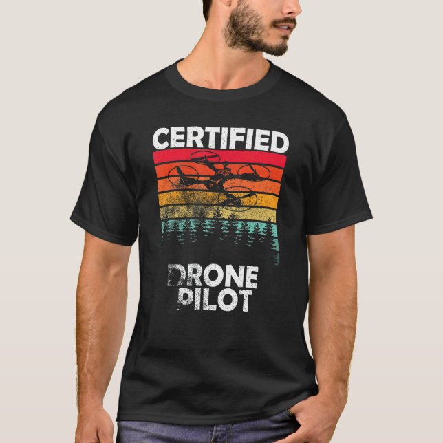 Camiseta Piloto De Drone Certificado Para Drones De Drone F (Frente)