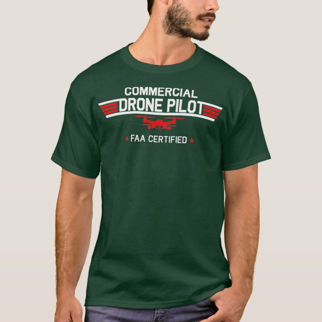Camiseta Piloto de drone certificado pela FAA — Quadcopter  (Frente)