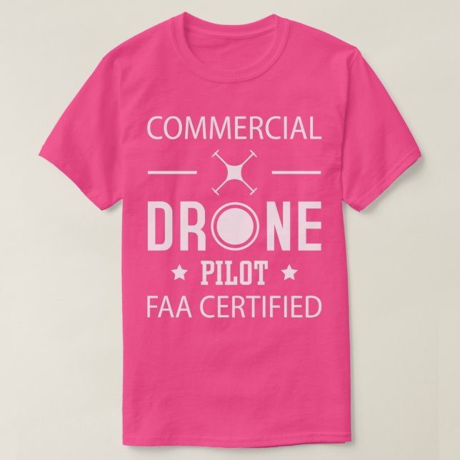 Camiseta Piloto de drone comercial certificado pela FAA  (Frente do Design)
