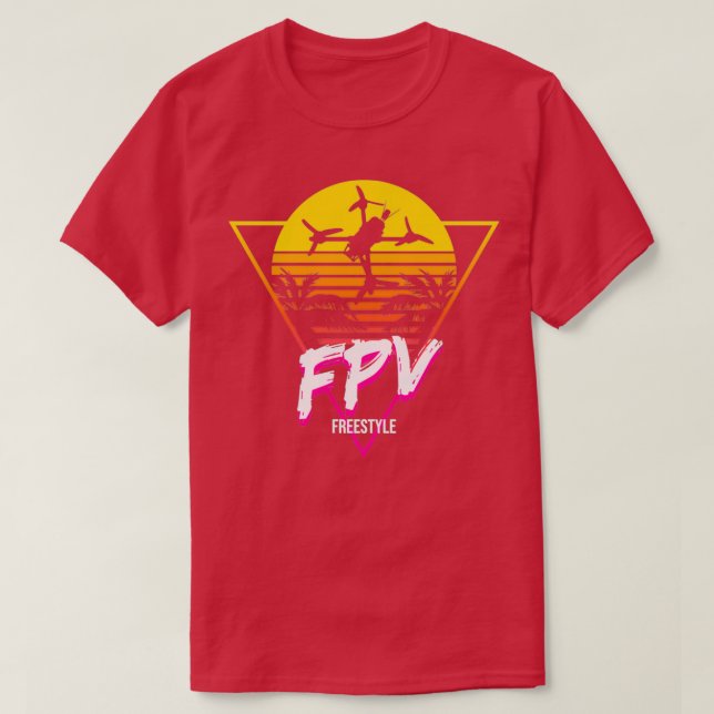 Camiseta Piloto de Drone de Estilo Livre de FPV Retroativo (Frente do Design)