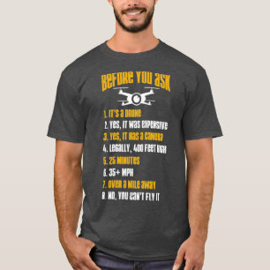 Camiseta Piloto De Drone Engraçado Antes De Perguntar Quad