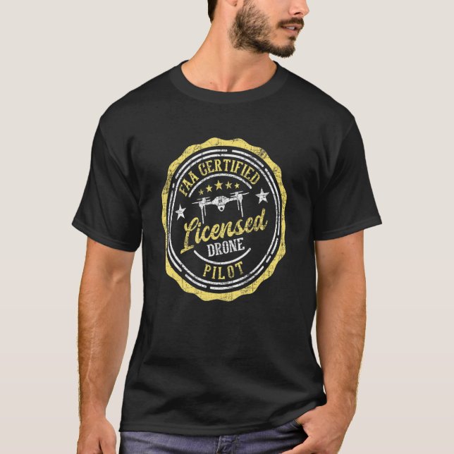 Camiseta Piloto de drone licenciado Faa Certified Quadcopte (Frente)