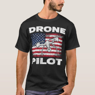 Camiseta Piloto de drone Multirotor Quadcopter Bandeira Ame