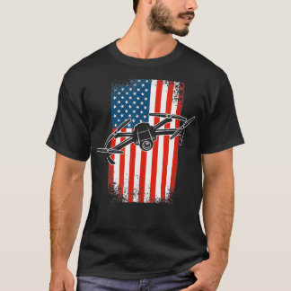 Camiseta Piloto de Drone Quadcopter UAV 4 de julho Fl Ameri