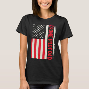Camiseta Piloto de drone quadrático patriótico Pai bandeira