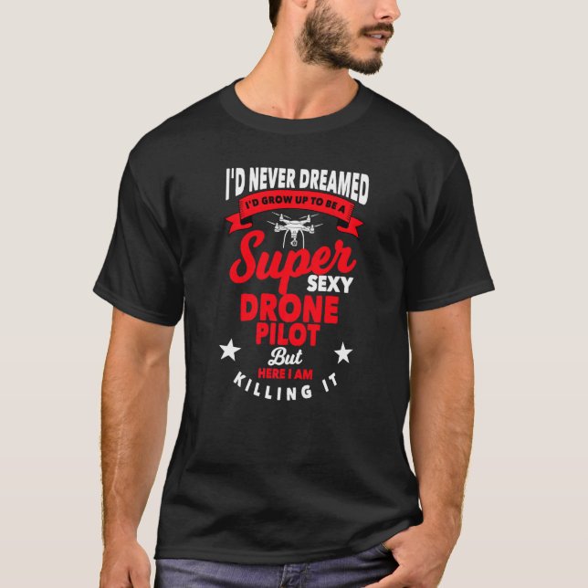 Camiseta Piloto de Drone que diz voo quadcóptero (Frente)