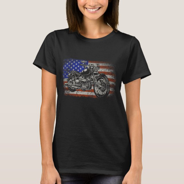 Camiseta Piloto de Motocicleta Americano Patriótico Present (Frente)