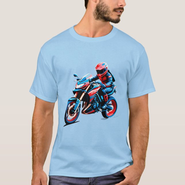 Camiseta Piloto de Motocicleta Esportiva de Luxo Premium em (Frente)