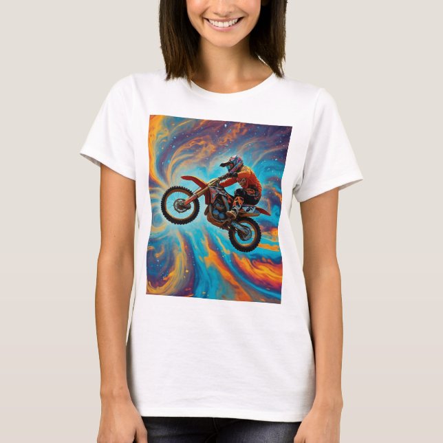 Camiseta Piloto de Motocross e Paisagem de Sonhos (Frente)