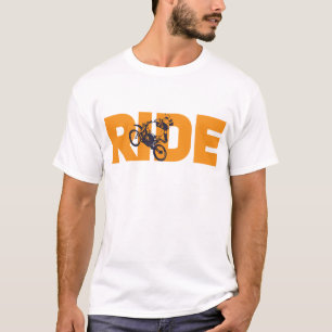 Camiseta Piloto de Motocross em Acrobacia - Texto 'RIDE' Es