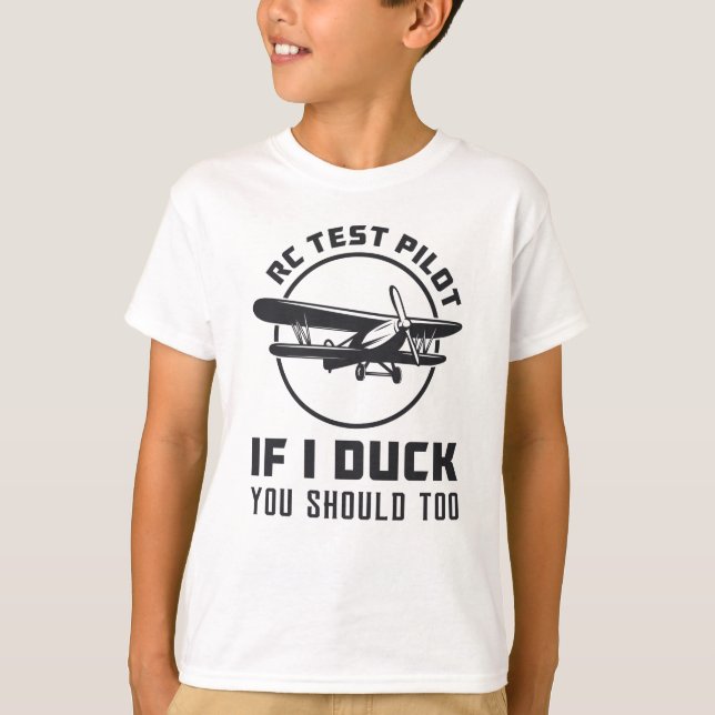 Camiseta Piloto de teste RC se eu pego você deve voar para  (Frente)