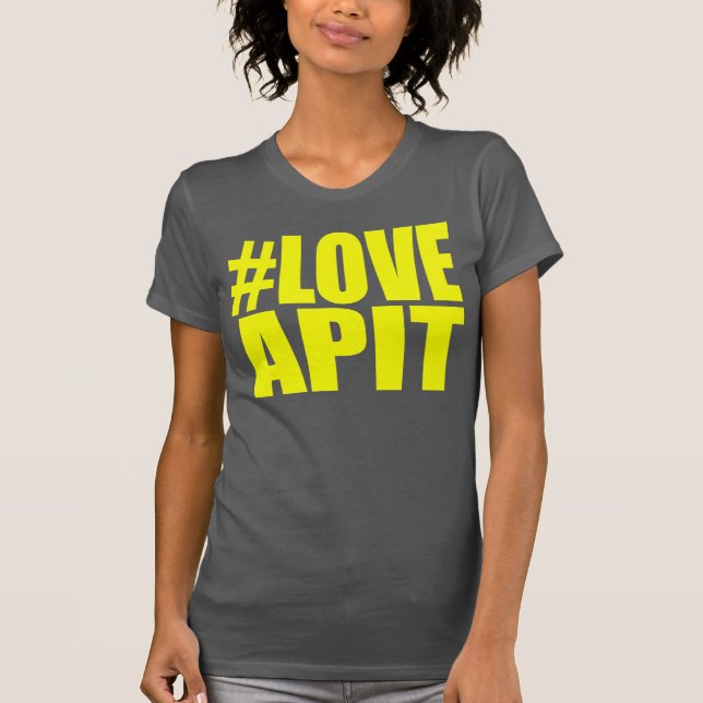 Camiseta Piloto do amarelo da mulher do #LOVEAPIT - o OUTRO (Frente)
