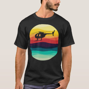 Camiseta Piloto do Helicóptero Retro Silhouette MD 500 Suns