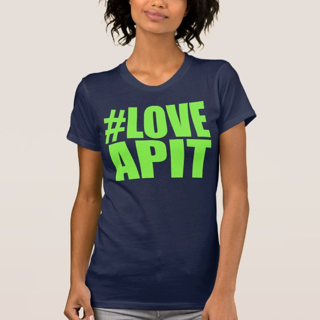 Camiseta Piloto do verde da mulher do #LOVEAPIT - o OUTRO (Frente)