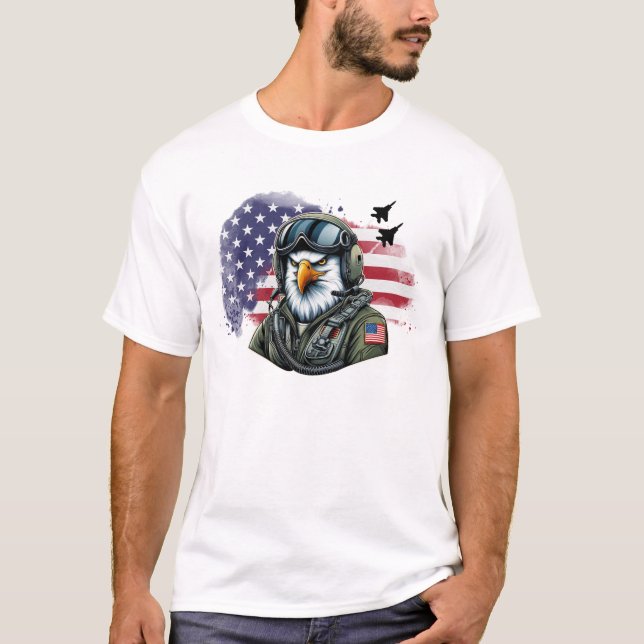 Camiseta Piloto Eagle Fighter com F-15 Jatos e Sinalizador (Frente)