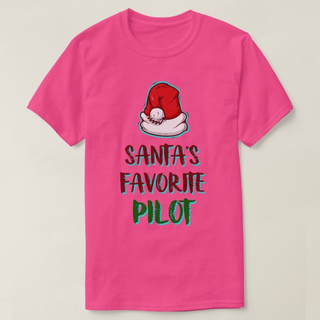 Camiseta Piloto Favorito Engraçado Papai Noel Natal (Frente do Design)