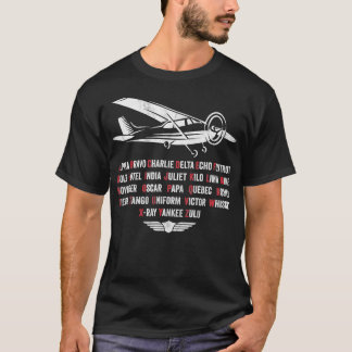Camiseta Piloto fonético Alfabeto C172 Avião