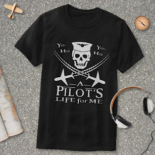 Camiseta Piloto Funny Skull Cross Aviões Pirata Humor Dk