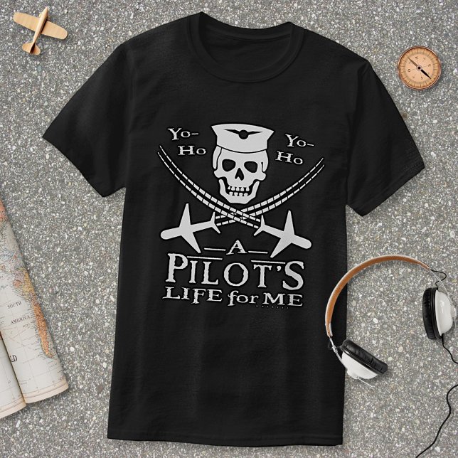 Camiseta Piloto Funny Skull Cross Aviões Pirata Humor Dk (Criador carregado)