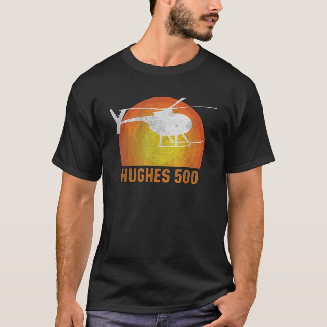 Camiseta Piloto Helicóptero Hughes 500 Vintage Silhouette S (Frente)