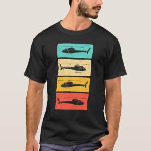 Camiseta Piloto Helicóptero Retro Para Mulheres Homens