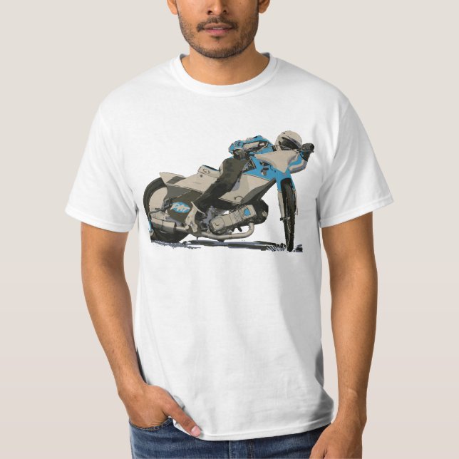 Camiseta Piloto liso azul da motocicleta da trilha & do (Frente)