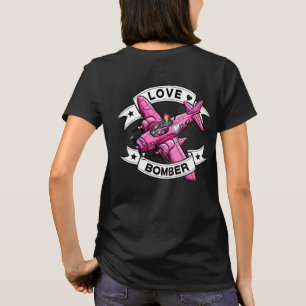 Camiseta Piloto Love Bomber Rosa Frente & Verso