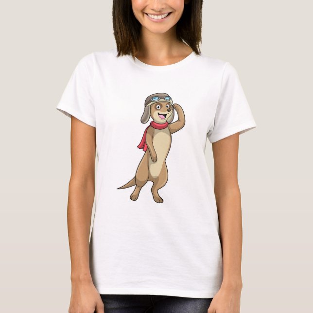 Camiseta Piloto Meerkat com chapéu piloto (Frente)