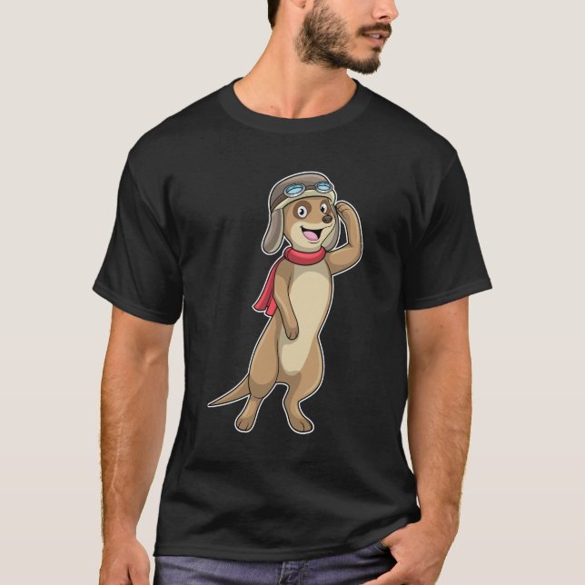 Camiseta Piloto Meerkat com chapéu piloto (Frente)