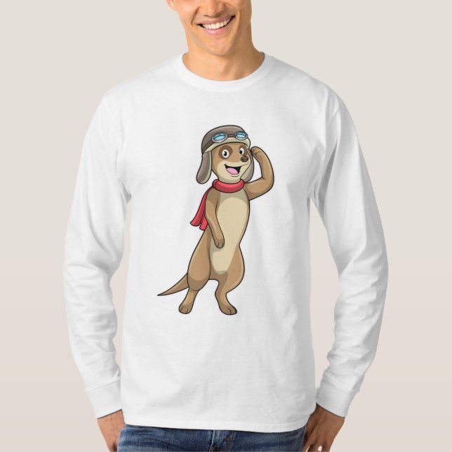 Camiseta Piloto Meerkat com chapéu piloto (Frente)