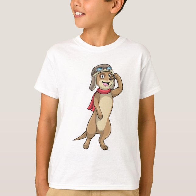Camiseta Piloto Meerkat com chapéu piloto (Frente)