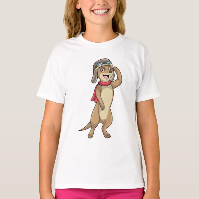 Camiseta Piloto Meerkat com chapéu piloto (Frente)