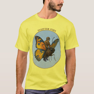 Camiseta Piloto montado nas costas de uma borboleta gigante