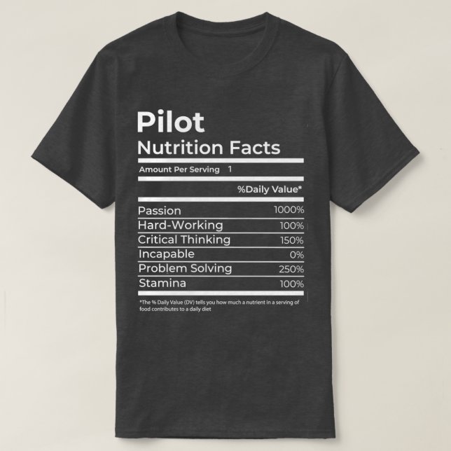 Camiseta Piloto Nutrição Fata Engraçado Trabalho de Present (Frente do Design)