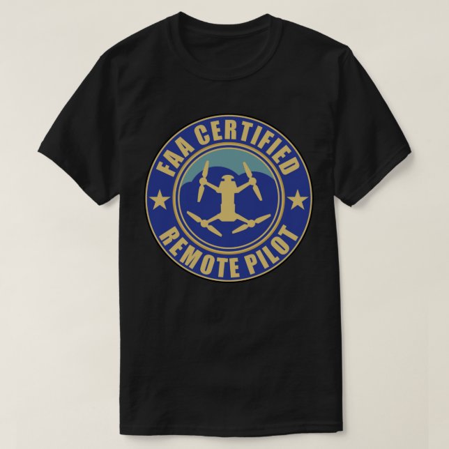Camiseta Piloto remoto licenciado de drone certificado pela (Frente do Design)