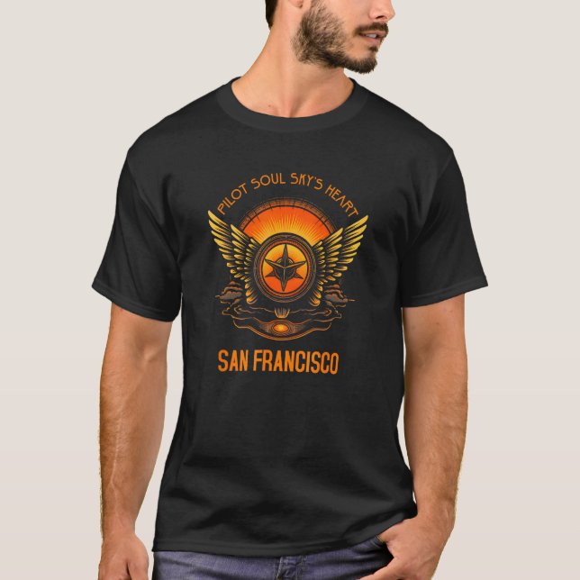 Camiseta Piloto s Soul Sky s Heart San Francisco Skyline De (Frente)