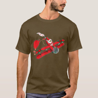 Camiseta Piloto Voador Noel Claus Engraçado Natal