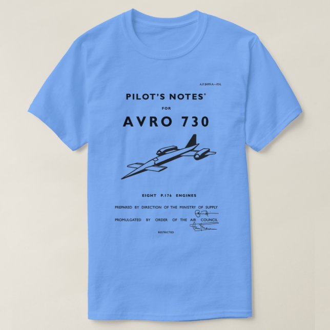 Camiseta Pilots Notes for Avro  (Frente do Design)