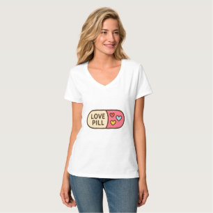 Camiseta Pílula de desenho de amor - Cápsula branca com ouv
