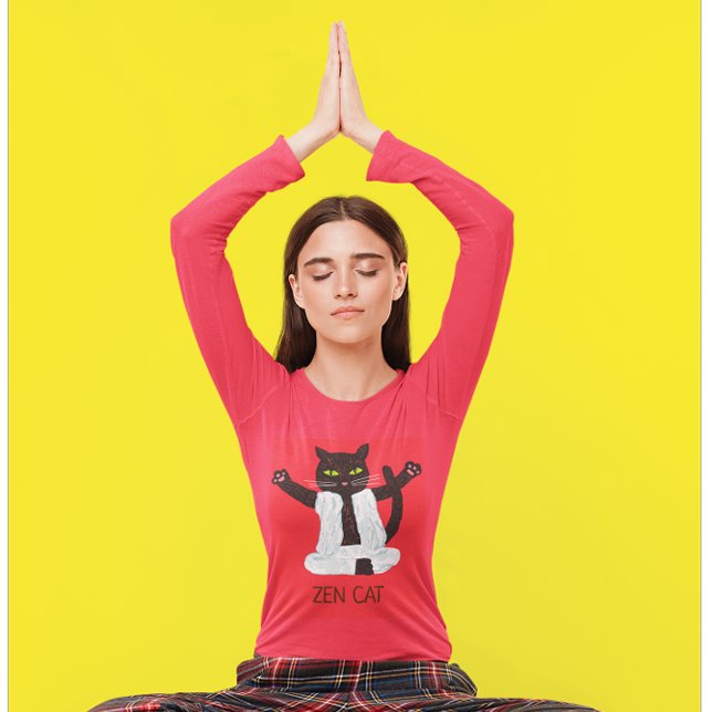 Camiseta Pílulas de meditação de ioga de gatos-do-Zen media (Criador carregado)
