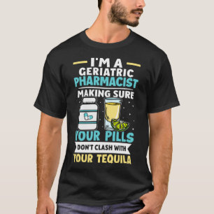 Camiseta Pílulas do Farmacêutico Geriátrico Não Contato com