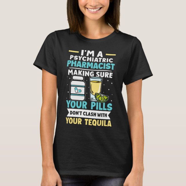 Camiseta Pílulas Farmacêuticas Psiquiátricas Não Contato co (Frente)