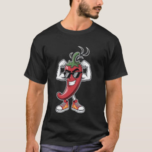 Camiseta Pimenta Chili Forte Flexionando Músculos com Óculo