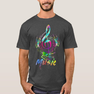 Camiseta Pimenta Colorida Funky Treble Clef Musical Note Gi