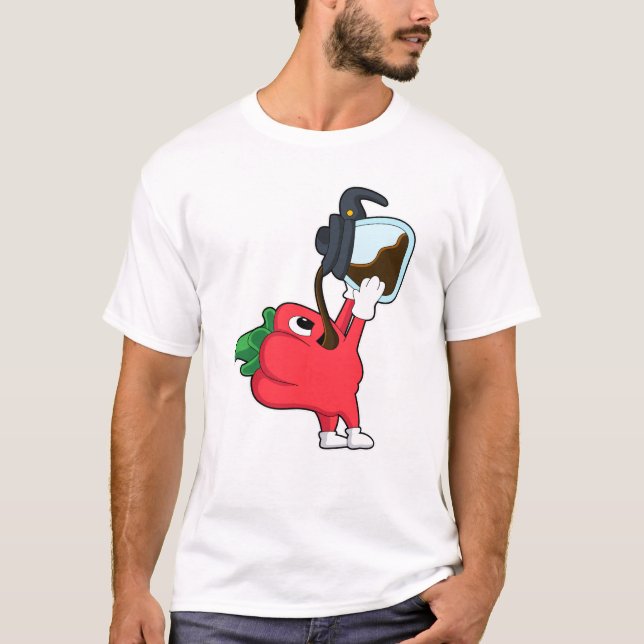Camiseta Pimenta com Pote de café (Frente)